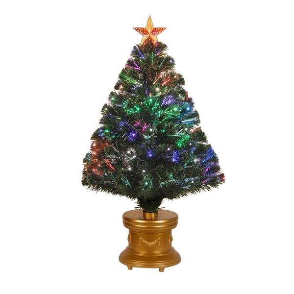 National Tree Company 3 ft. Fiber-Optic Artificial Christmas Tree with Revolving LEDs