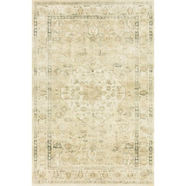 LOLOI II Rosette Sand/Ivory 2 ft. 2 in. x 3 ft. 8 in. Shabby-Chic Plush Cloud Pile Area Rug