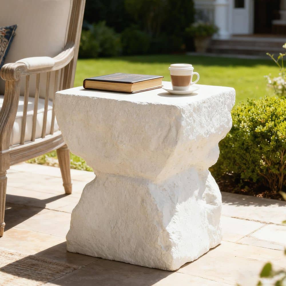 Cleo Modern Patio Magnesium Oxide (MGO) Square Indoor and Outdoor Side Table, White price history on PriceWatchPro