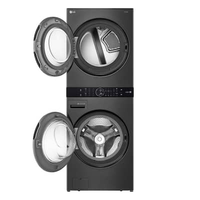 27 in. Black Steel WashTower Laundry Center with 4.5 cu. ft. Front Load Washer and 7.4 cu. ft. Gas Dryer