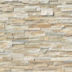 Golden Honey Ledger Panel 6 in. x 24 in. Splitface Quartzite Wall Tile (6 sq. ft. /case)