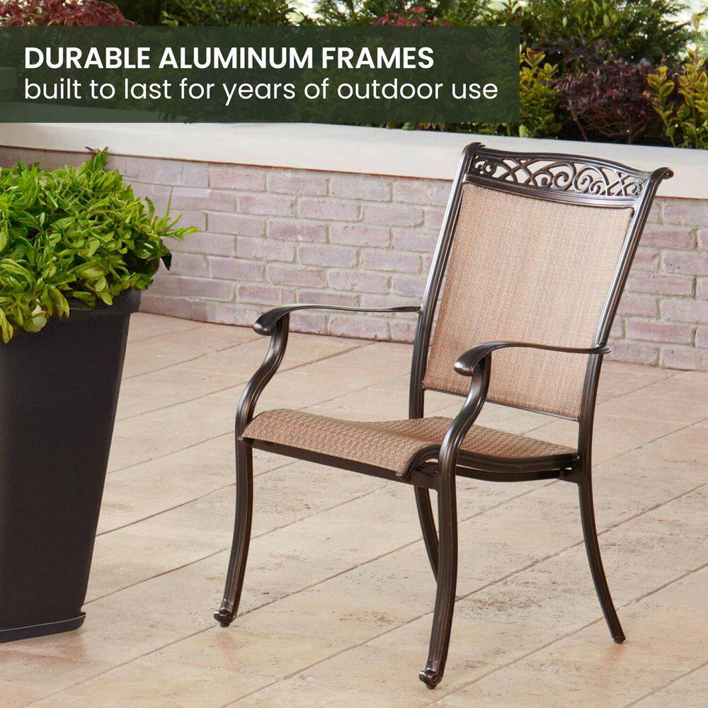 Fontana 9-Piece Bronze Outdoor Dining Set with Cast-Top Table