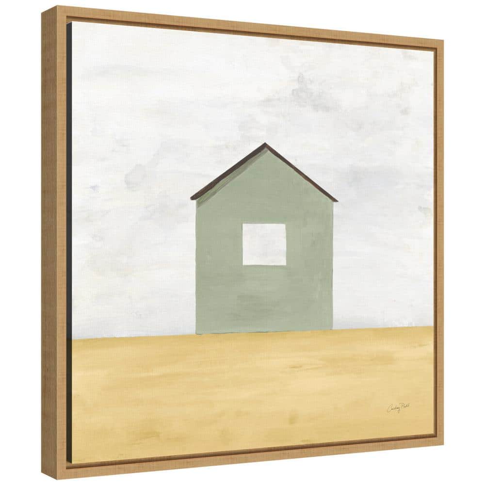 Rural Barn Simplicity II Green and Brown Canvas Print with Maple Frame