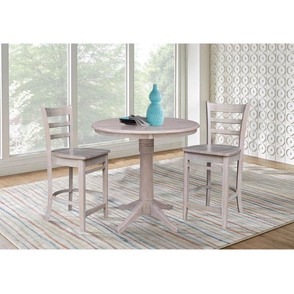 Emily 41" Gray Solid Wood Counter Height Barstool