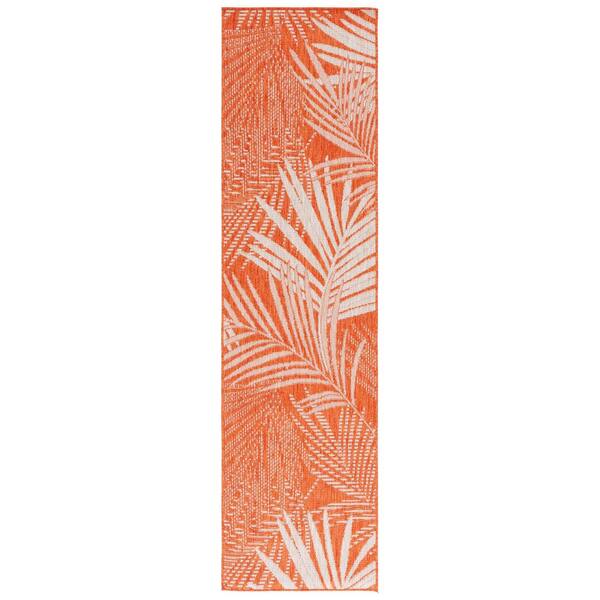 Beach House Orange/Ivory 2 ft. x 8 ft. Oversized Floral Indoor/Outdoor Runner Rug