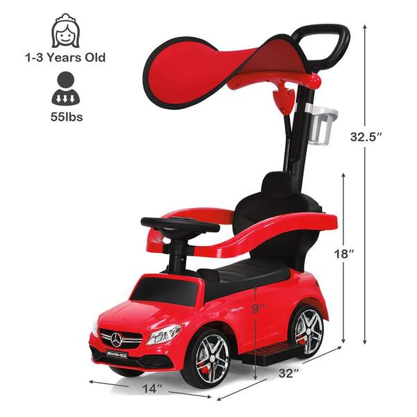 Costway 2-in-1 Kids Ride On Car Toy Toddler Travel Suitcase Licensed Mercedes  Benz Red 