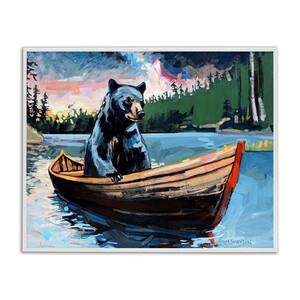 Boating Black Bear by Adam Swanson White Framed Animal Giclee Art Print 24 in. x 30 in.