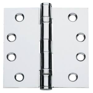 4.5 in x 4.5 in Brushed Chrome Ball Bearing Non-Removable Pin Heavy Weight Squared Hinge - Set of 3