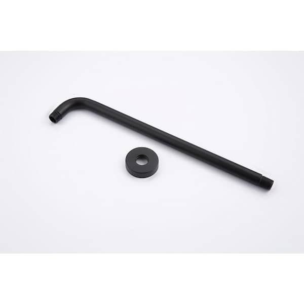 16.5 in. Shower Arm, Extra Fixed Arm with Flange, Stainless Steel Wall-Mounted Shower Head Arm in Matte Black