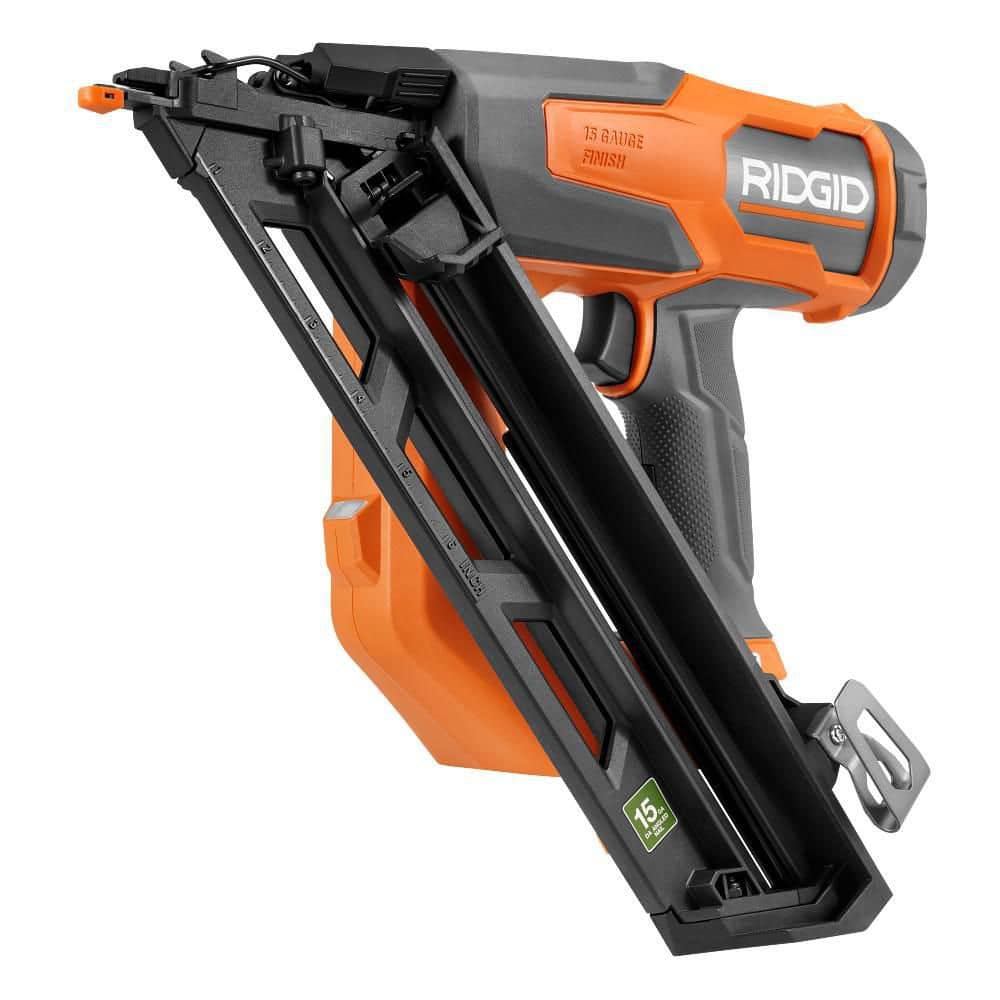 RIDGID 18V Brushless Cordless 15-Gauge Angled Finish Nailer (Tool Only) R09899B - The Home Depot