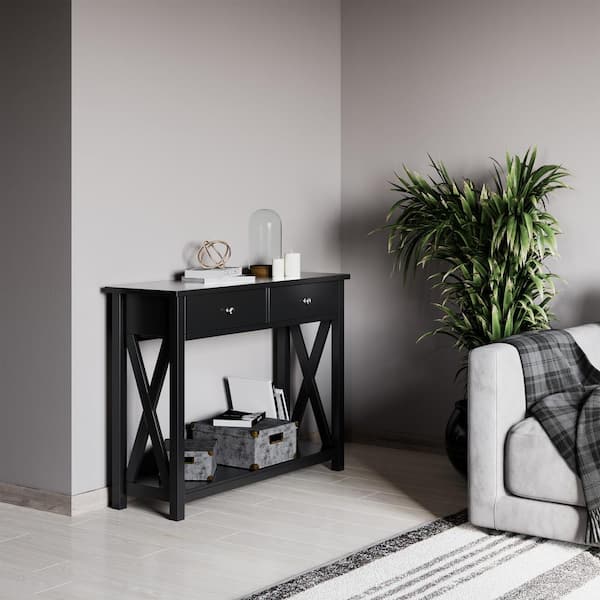 Lavish Home 42. 5-inch Black Narrow Rectangle Wood Console