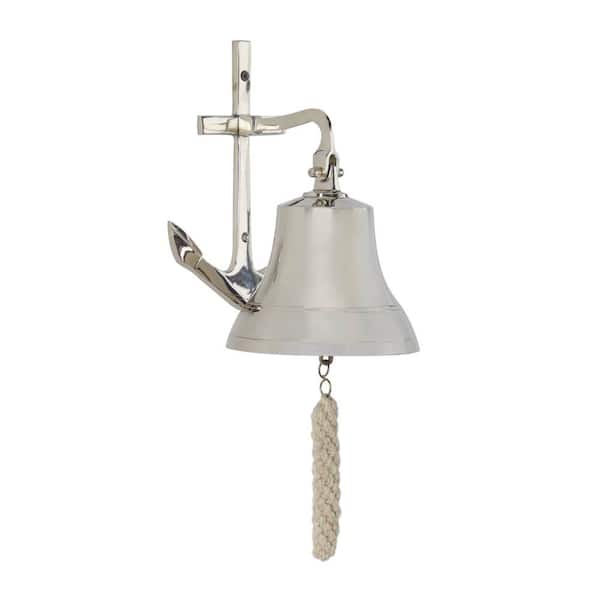 Litton Lane Brass Silver Bell Wall Decor with Anchor Backing 042066 - The  Home Depot