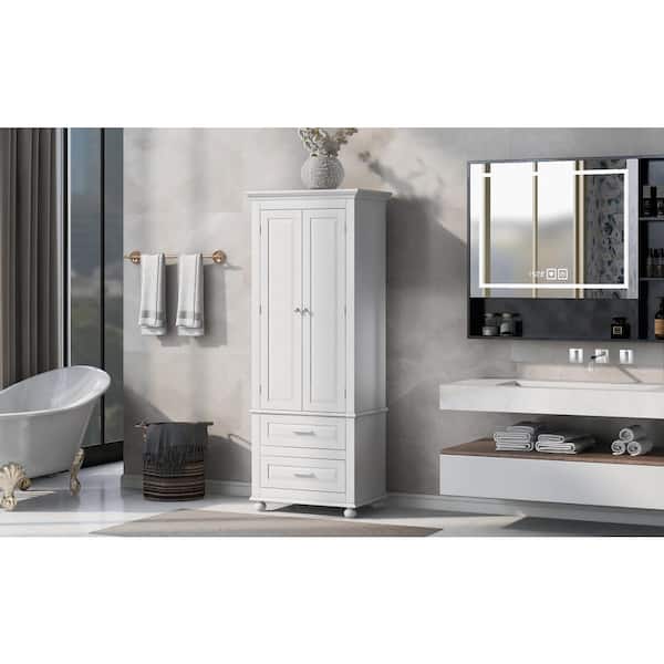 62 Inch Freestanding Bathroom Cabinet with Adjustable Shelves and