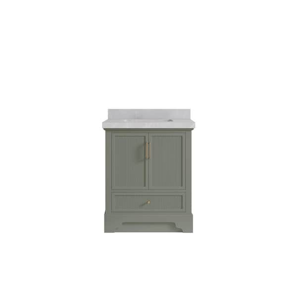 Willow Collections Alys 30 in. W x 22 in. D x 36 in. H Single Sink Bath Vanity Center in Evergreen with 2 in. Pearl Gray Quartz Top