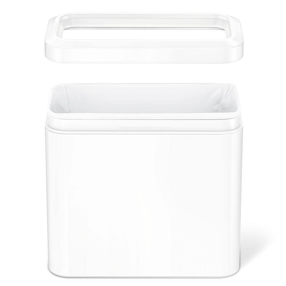White 25L Slim Open Top Stainless Steel Trash Can