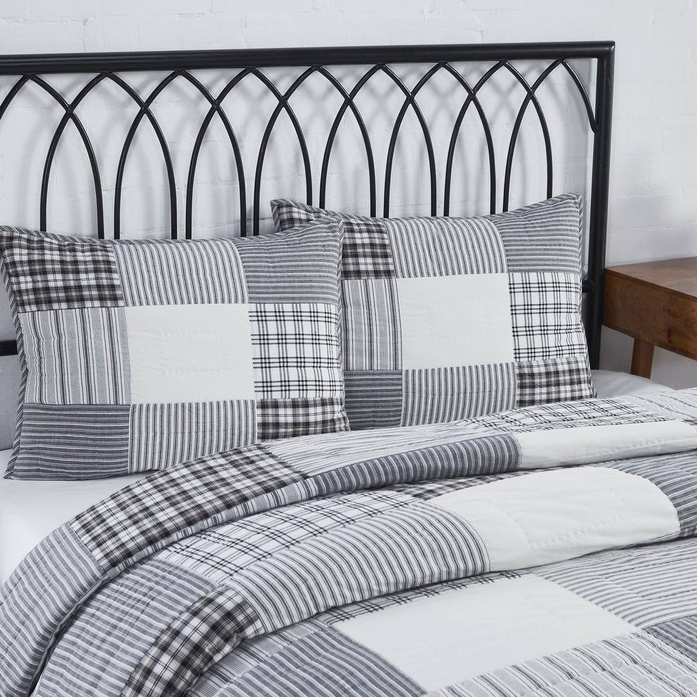 VHC BRANDS Sawyer Mill Black Farmhouse Patchwork Cotton Standard Sham ...