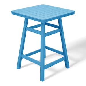Laguna 30 in. Square HDPE Plastic Counter Height Outdoor Dining High Top Bar Table in Pacific Blue