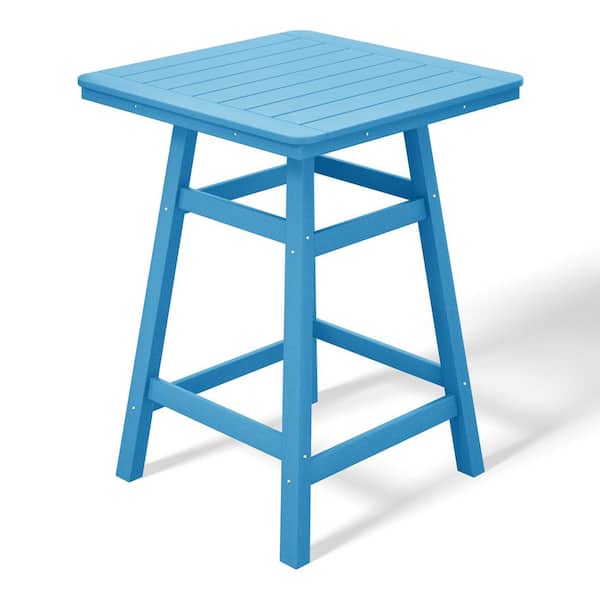 WESTIN OUTDOOR Laguna 30 in. Square HDPE Plastic Counter Height Outdoor Dining High Top Bar Table in Pacific Blue