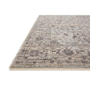 Sorrento Mist/Charcoal 7'-10" x 7'-10" Round Oriental Fringe Area Rug