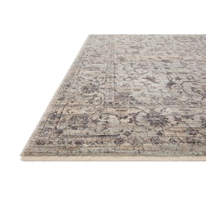 Sorrento Mist/Charcoal 9 ft. 6 in. x 9 ft. 6 in. Round Oriental Fringe Area Rug