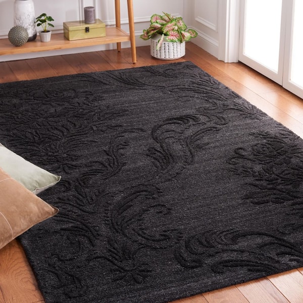 Jardin 4 ft. x 6 ft. Black Floral Area Rug
