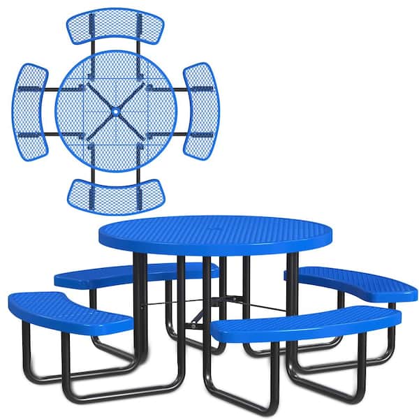 46 in. Round Portable Outdoor Commercial Metal Picnic Table