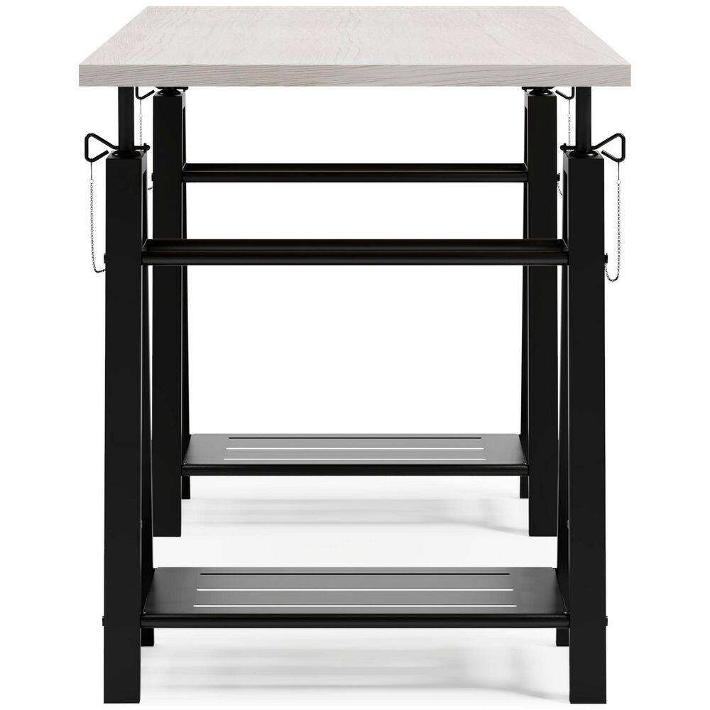 Transitional 47'' Black and White Adjustable Home Office Desk with Drawer