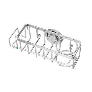 Stainless Steel Sink Caddy with Strong Suction Cup for Kitchen Sink Organizing, Sponge, Brush, Scrubber, and Scraper