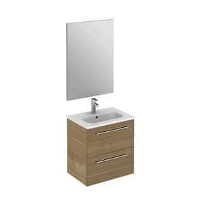 Street 20 in. W x 14 in. D x 20 in. H Single Sink Bath Vanity in Toffee Walnut with White ceramic Top and Mirror