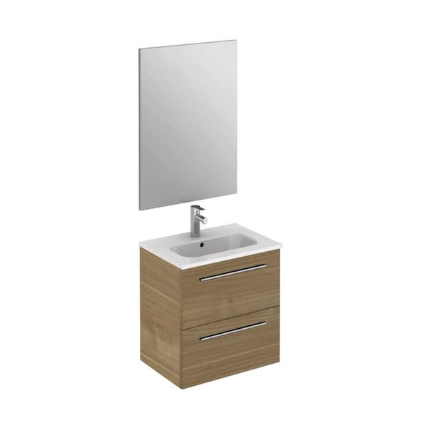 null Street 20 in. W x 14 in. D x 20 in. H Single Sink Bath Vanity in Toffee Walnut with White ceramic Top and Mirror