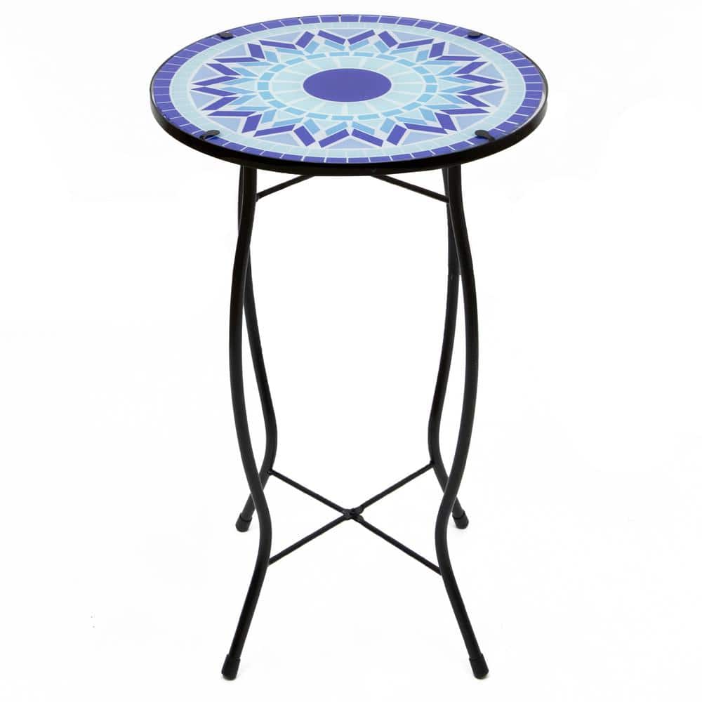 19 in. Blue Sun Mosaic Glass Patio Side Table price history on PriceWatchPro