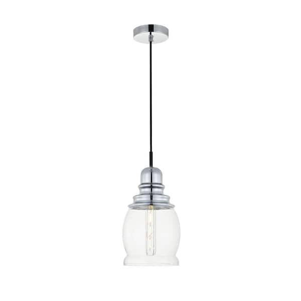 Unbranded Timeless Home 6.3 in. 1-Light Chrome And Clear Pendant Light, Bulbs Not Included