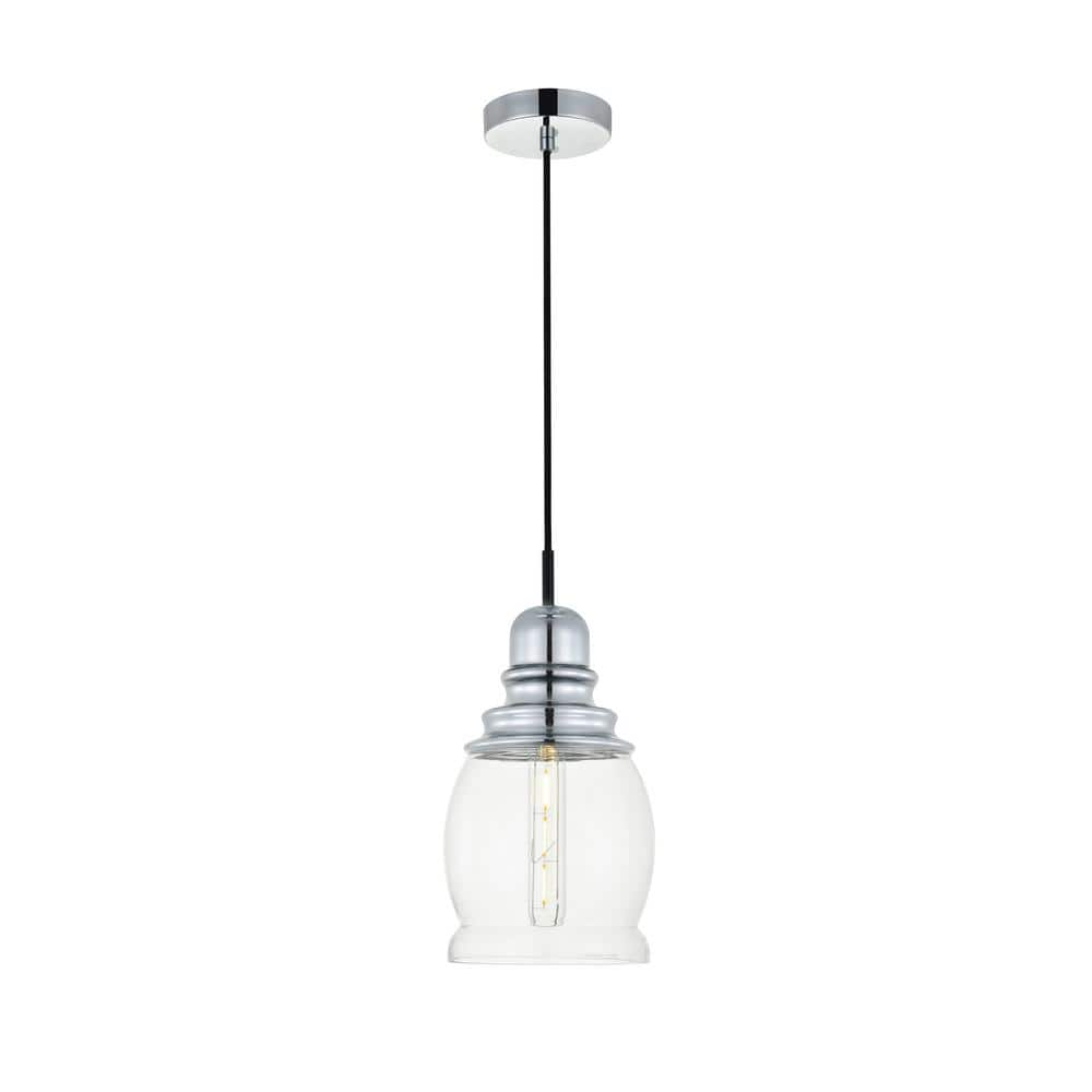 Timeless Home Kali 1-Light Pendant in Chrome with 6.3 in. W x 10.8 in ...