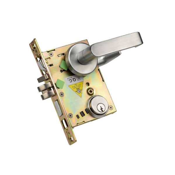 Taco DXML Series Brushed Chrome Grade 1 Classroom Mortise Lock Door Handle with Sectional Left-Handed Lever