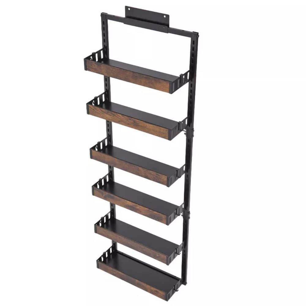 Over the Door Pantry Organizer 6-Tier Adjustable Wooden Basket Kitchen Stor