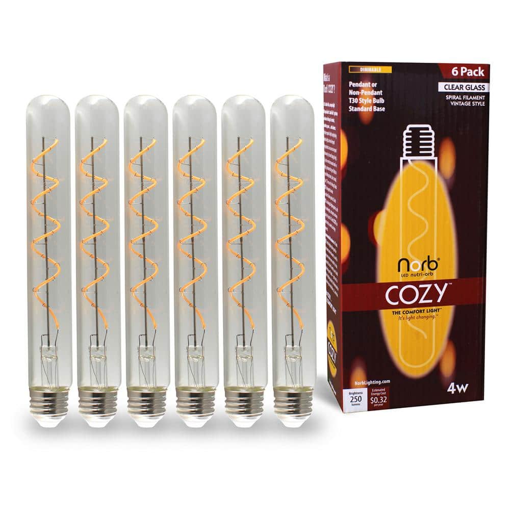 NorbCOZY 4W Equivalent Relaxing T30 2200K Dimmable Clear Spiral Vintage Edi