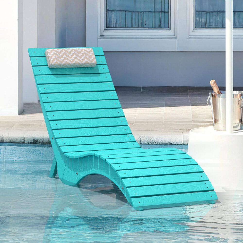 Sirena Aruba Blue HDPS Plastic Stackable Outdoor Chaise Lounges Patio Lounge Chair with Headrest and Weighted Sandbag price history on PriceWatchPro