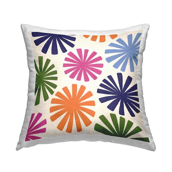 Stupell Industries Fun Retro Flower Pattern Multi-Color Square Outdoor Throw Pillow