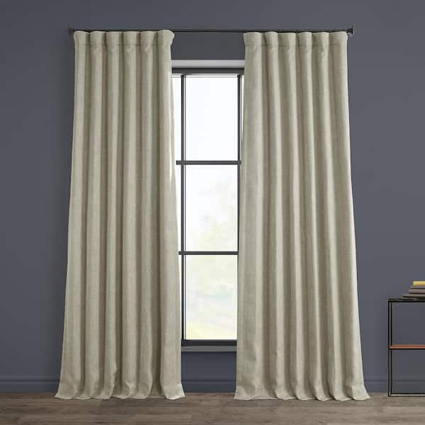 Exclusive Fabrics & Furnishings Oatmeal Solid Rod Pocket Room Darkening Curtain - 50 in. W x 84 in. L (1 Panel)