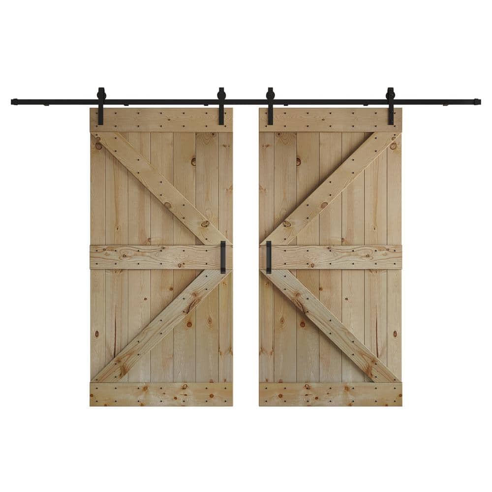 K Series 84 in. x 84 in. Unfinished DIY Knotty Wood Double Sliding Barn Door with Hardware Kit price history on PriceWatchPro