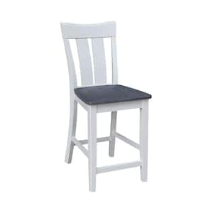 Ava 41.3 in. H White/Heather Grey Counter Height Solid Wood Slat Back Stool
