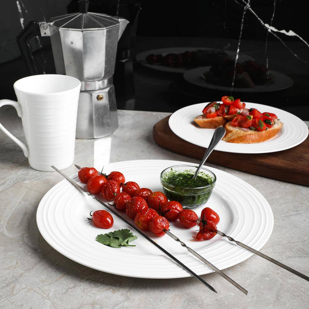 White Porcelain Swirl Design 16-Piece Dinnerware Set