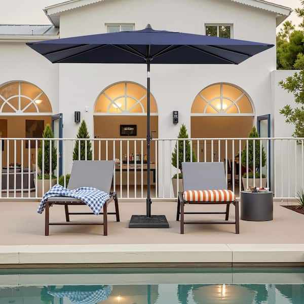 9 ft navy blue patio umbrella Garvee 9FT Outdoor Umbrella, Market Table with Push Button Tilt, Crank Lift, 8 Sturdy Ribs, UV-Resistant Waterproof Sun Shade this umbrella fits standard outdoor tables and delivers long Augbeer 9 ft. Patio Umbrella