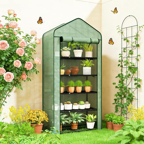 35.4 in. W x 19.3 in. D x 76 in. H Steel & Polyethylene Green Mini