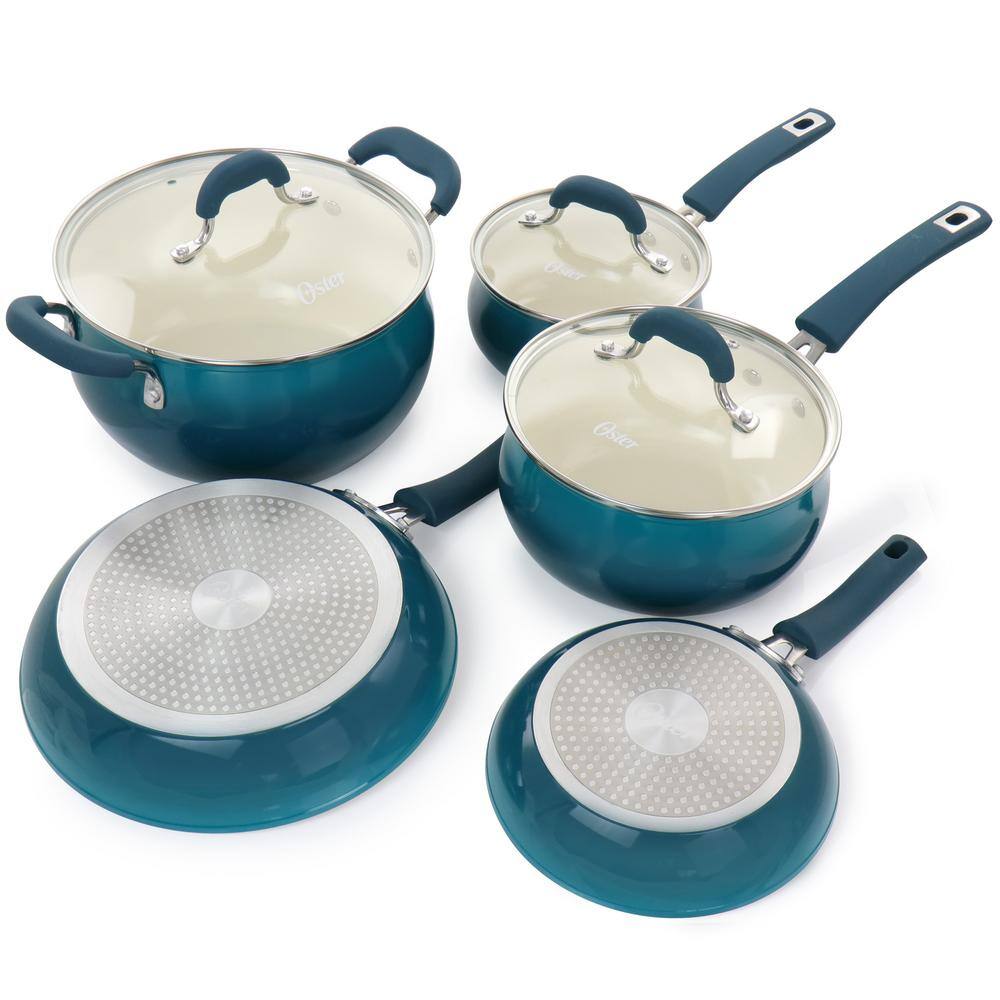 Teal 8-Piece Nonstick Aluminum Cookware Set with Ceramic Interior