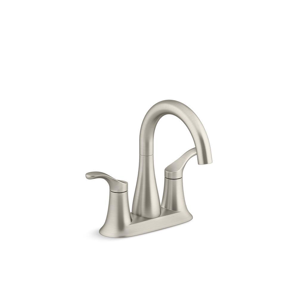 KOHLER Simplice 4 in. Centerset DoubleHandle Bathroom Faucet in Vibrant Brushed Nickel 273884K