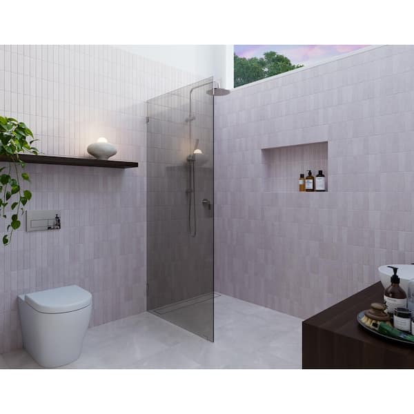 Glass Warehouse Ursa 30 in. W x 78 in. H Single Fixed Panel Frameless Shower Door in Polished Nickel without Handle