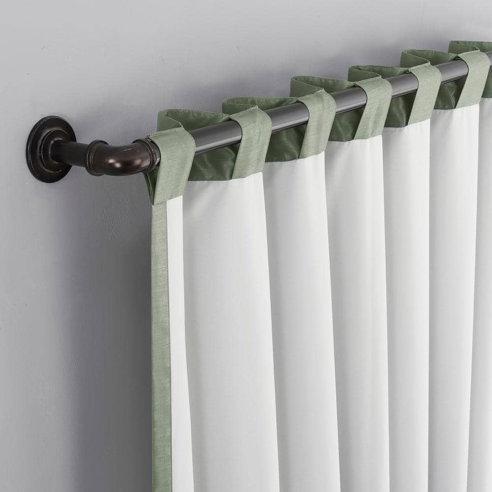Moss Green Faux Silk Blackout Back Tab Curtain Panel 50" x 84"