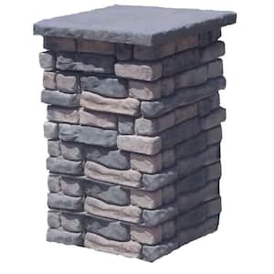 36 in. Concrete Tall Random Limestone Column Kit with Top Cap