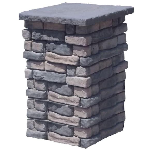 Natural Concrete Products Co 42 in. Tall Concrete Random Limestone Column Kit with Top Cap